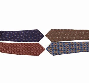 Lot including four silk twill ties