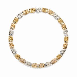A three-color gold, diamond and sapphire necklace