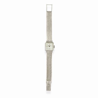Orologio in oro bianco 18k con movimento a carica manuale e bracciale incorporato