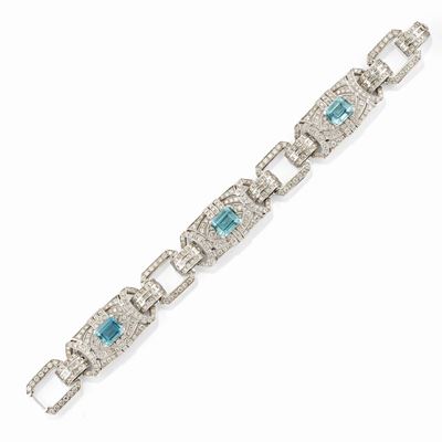 Bracciale in oro bianco 18k con topazi e diamanti
