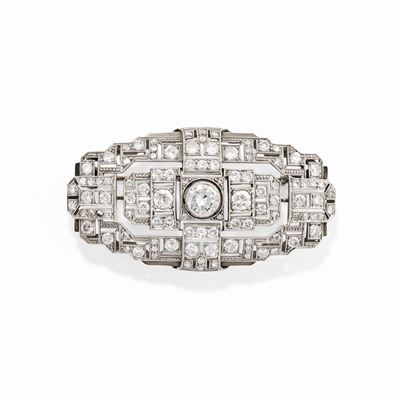 Spilla con diamanti, in platino, 1930 circa