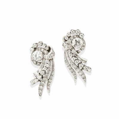 Orecchini con diamanti, oro bianco 18k