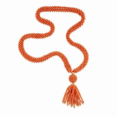 Collana in corallo, oro giallo 18k