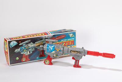 Pistola a batteria Freezer Gun, con luci e suoni, Hong Kong, anni '70