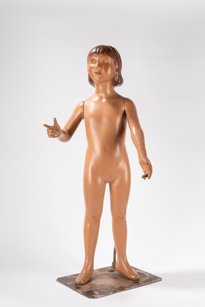 Manichino di bambina, metallo, anni '30, altezza cm 108