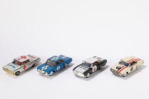 4 wind-up and friction cars