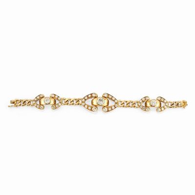 Bracciale in oro giallo 18k con diamanti taglio vecchio