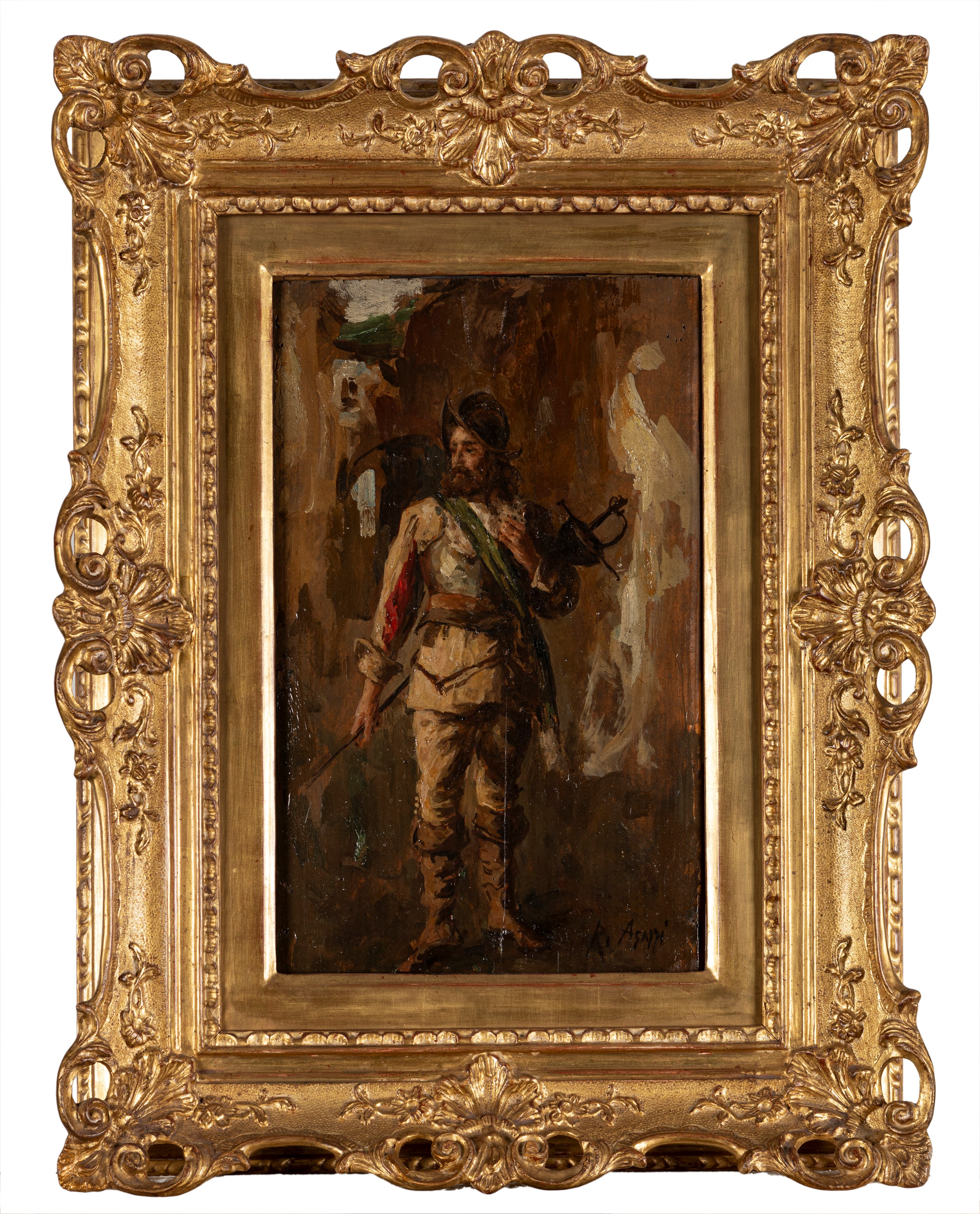 Rinaldo Agazzi - Il moschettiere - olio su tavola