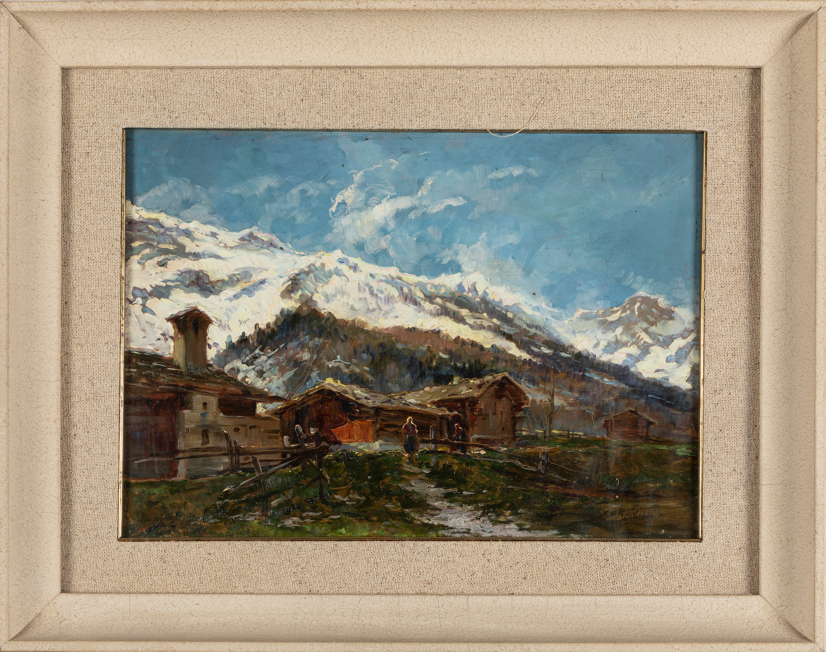 Cesare Gheduzzi - Paesaggio montano, olio su compensato