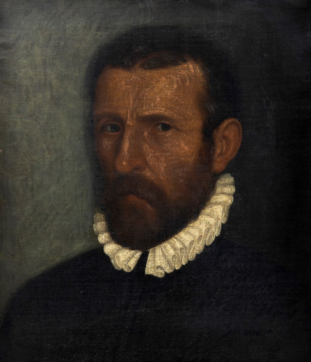 Seguace di Giovan Battista Moroni - Ritratto Virile a Mezzobusto con Gorgiera