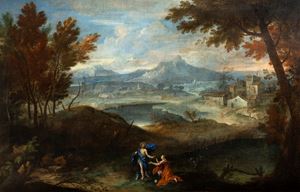 River landscape with Noli me tangere