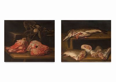 Natura Morta con Teste di Vitello e Verza; e Natura Morta con Pesci, En Pendant