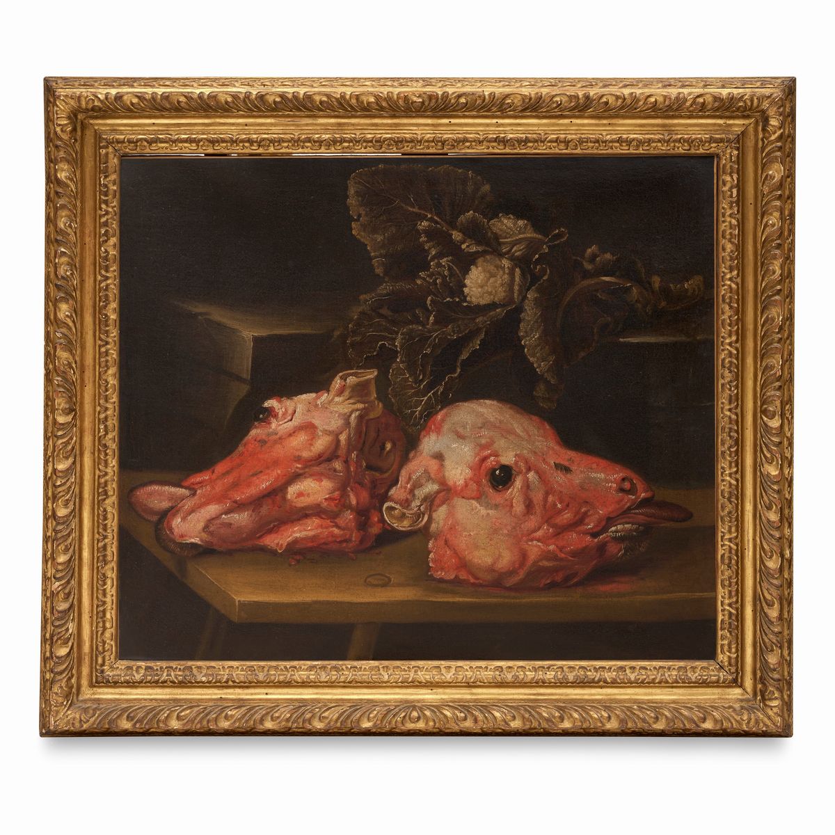 Scuola Emiliana, Fine Secolo XVII - Inizio Secolo XVIII - Natura Morta con Teste di Vitello e Ver...