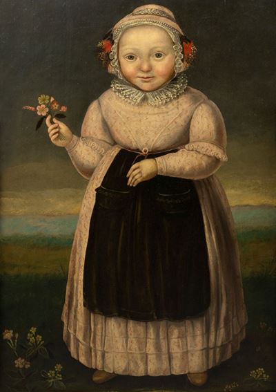 Ritratto di Bambina a Figura Intera con Fiori