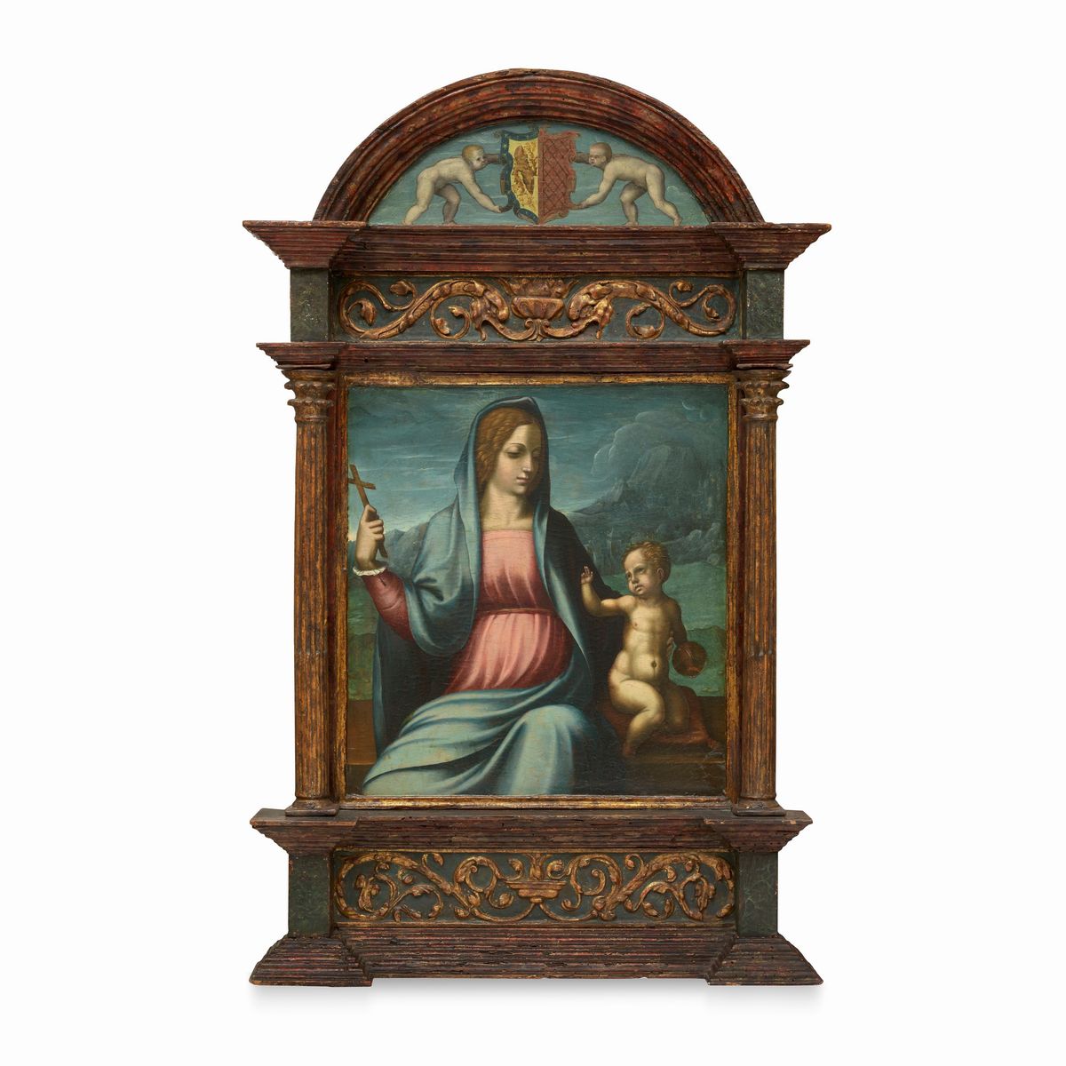 Scuola Fiorentina, Prima Metà del Secolo XVI - Madonna con Bambino in un Paesaggio