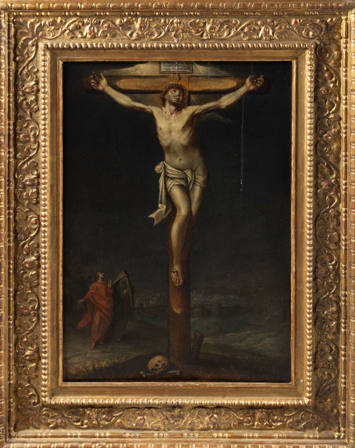 Scuola Spagnola, Fine Secolo XVI - Cristo in Croce con i Dolenti