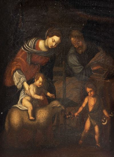Sacra Famiglia con San Giovannino, olio su tela