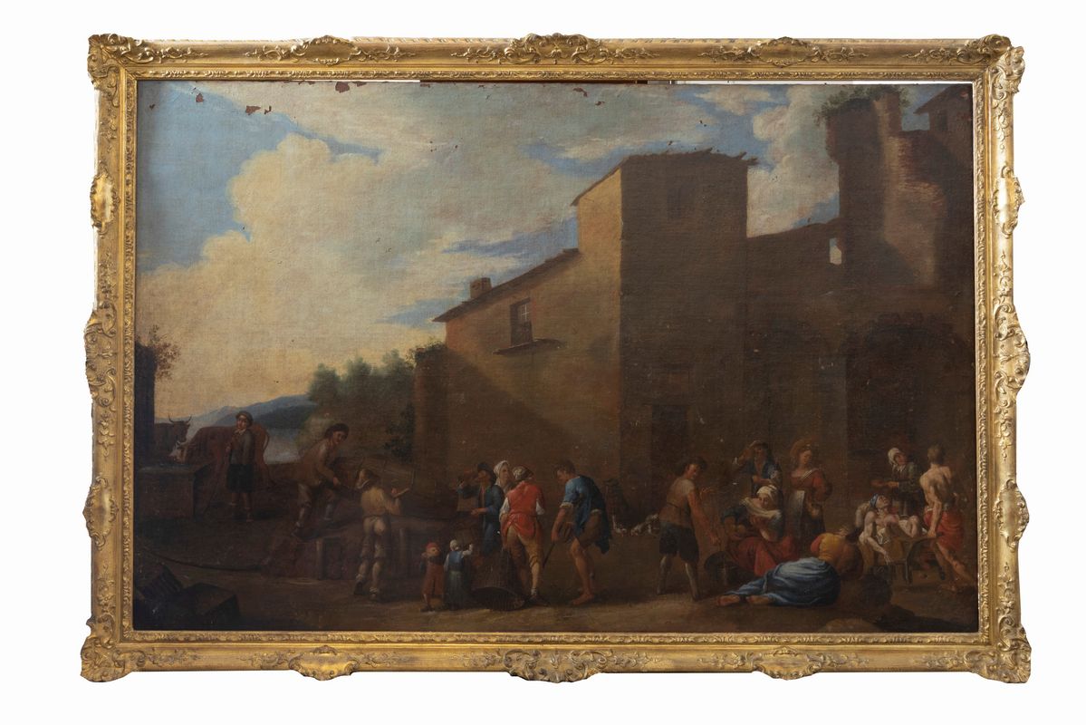 Artista Fiammingo Attivo a Roma, Fine Secolo XVII - Inizio Secolo XVIII - Scena di vita popolare ...