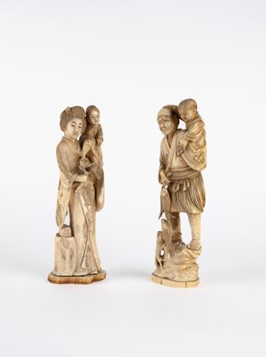 ☼TWO IVORY OKIMONO