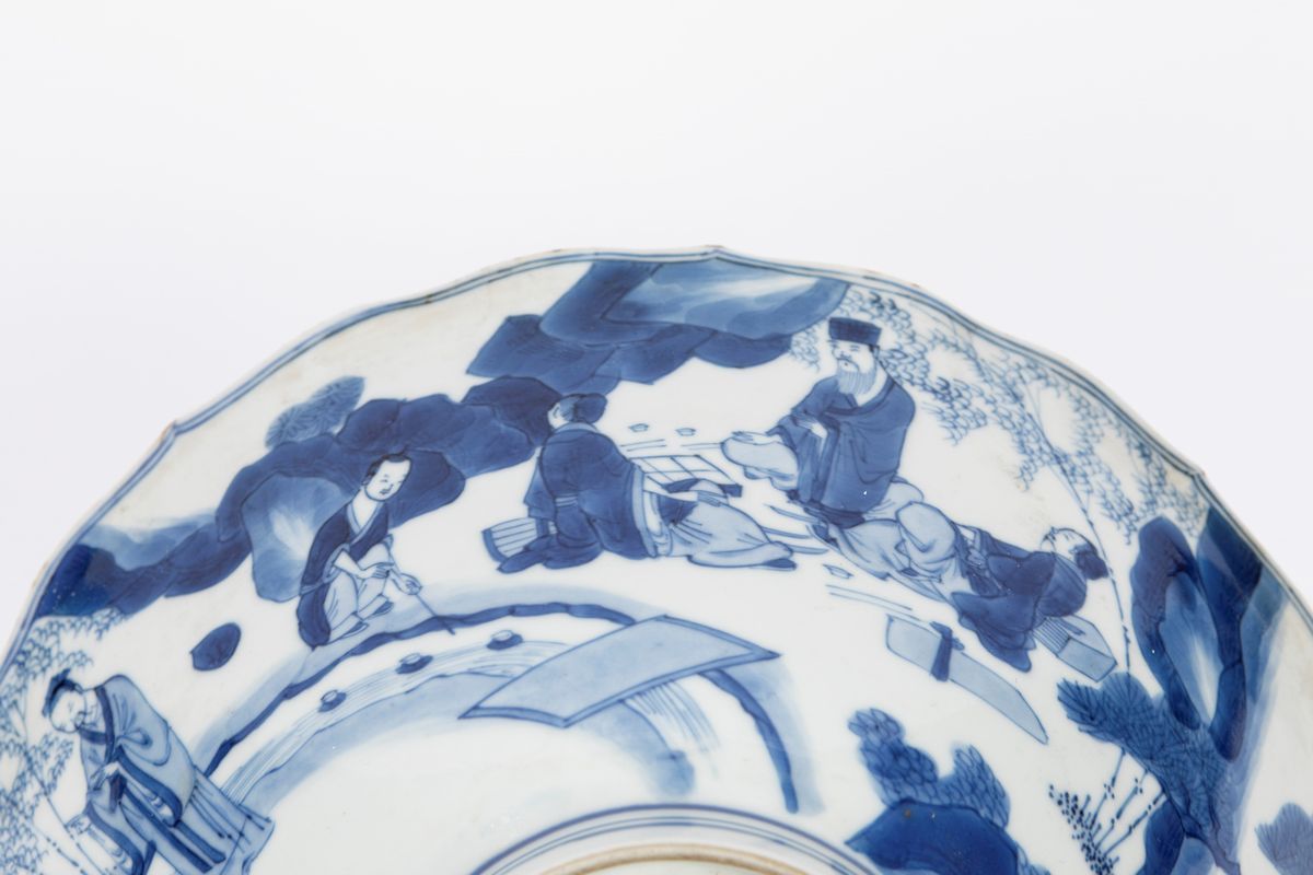 Ciotola in porcellana bianca e blu, Cina, periodo Kangxi (1661-1722)