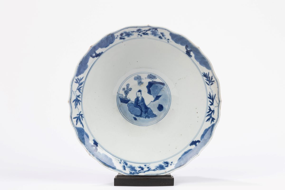 Ciotola in porcellana bianca e blu, Cina, periodo Kangxi (1661-1722)