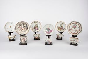 Lot of six cups with saucers