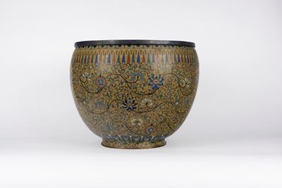 Grande cachepot in smalto cloisonné, Cina, fine secolo XIX