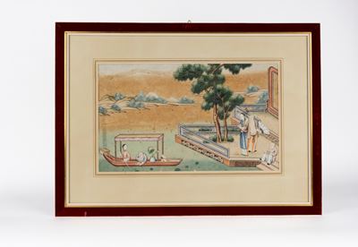 Cina, Coppia di stampe acquarellate, secolo XIX