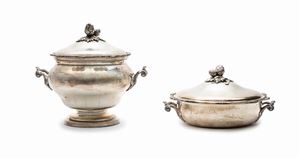 Silver soup tureen and legume bowl