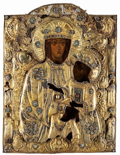 Icona "vergine di Vladimir". Russia 1890 Ca. (difetti)