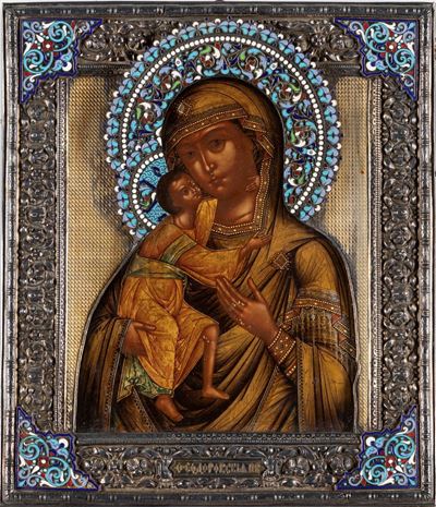Icona Raffigurante Madonna con Bambino. Russia, Inizi Secolo XX