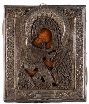  - Icona raffigurante Madonna con Bambino. Russia secolo XIX