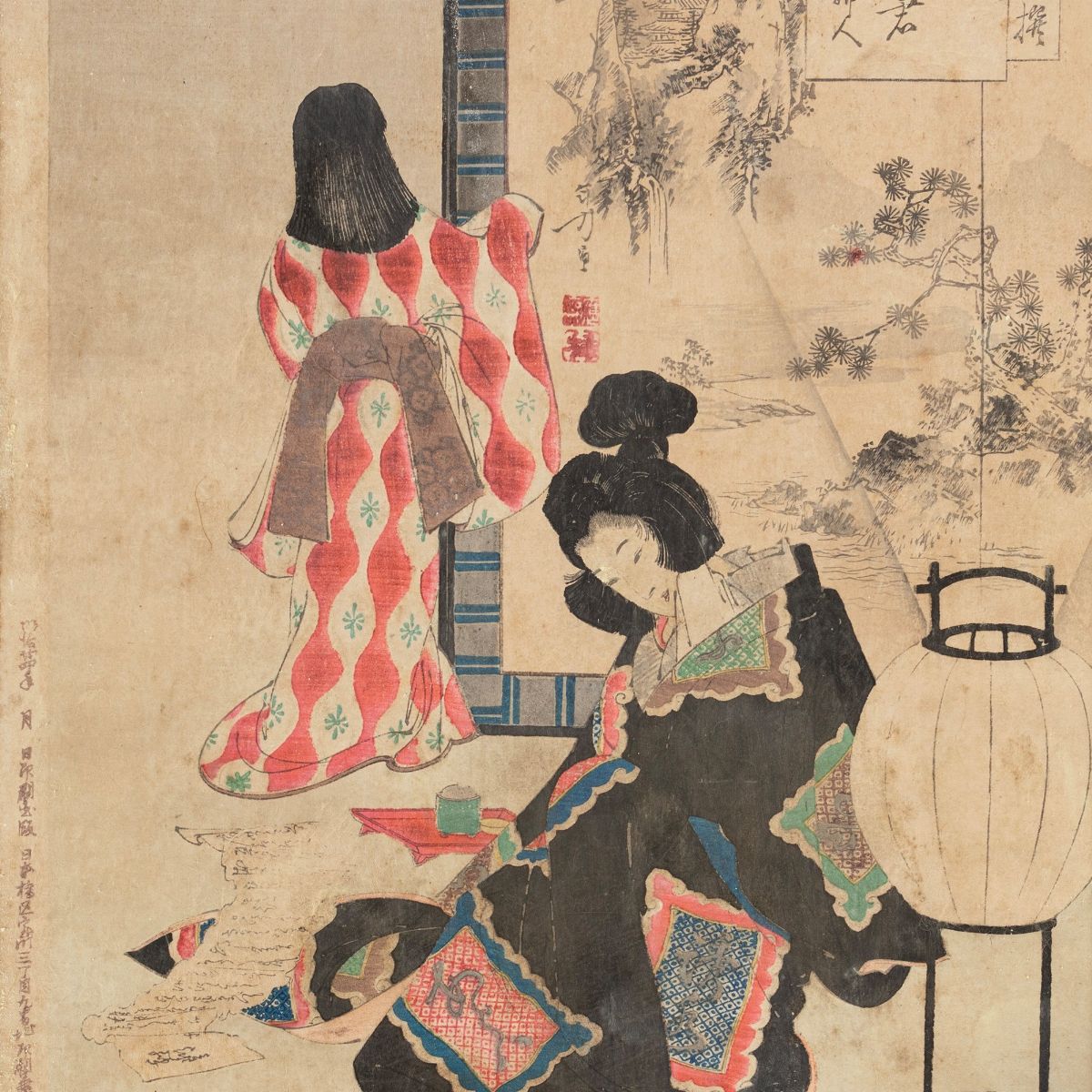 Scuola Ukuyo-e, Lotto di sei incisioni Giapponesi, periodo Meiji (1868-1912)
