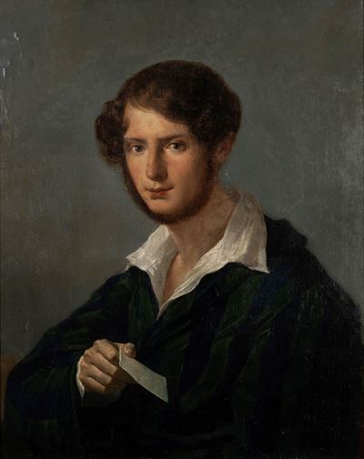 Ritratto di giovane letterato, olio su tela, cm 74,5 x 59,5