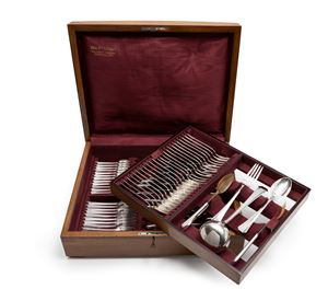 A silver cutlery set, Italy 20th Century, with box