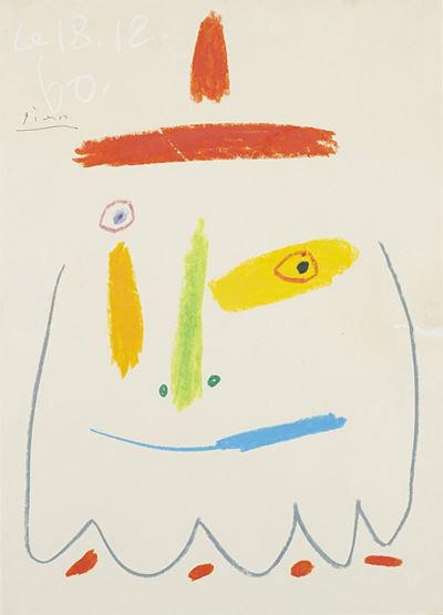 Homme au béret (Père Noël), pastello grasso su carta