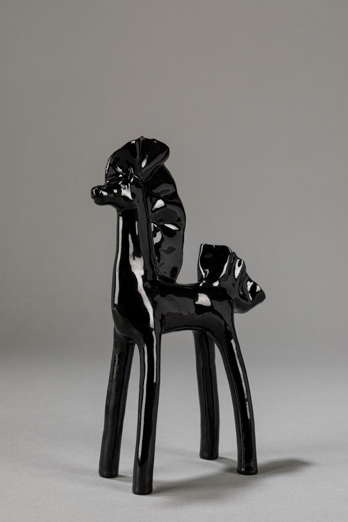 Fausto Melotti - Cavallino nero, ceramica smaltata nera