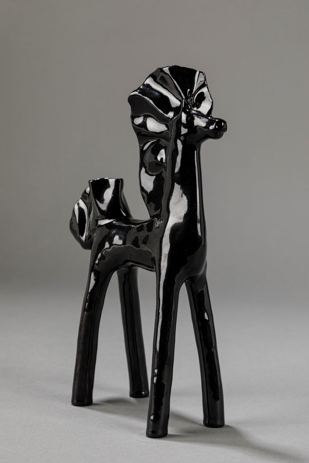 Fausto Melotti - Cavallino nero, ceramica smaltata nera