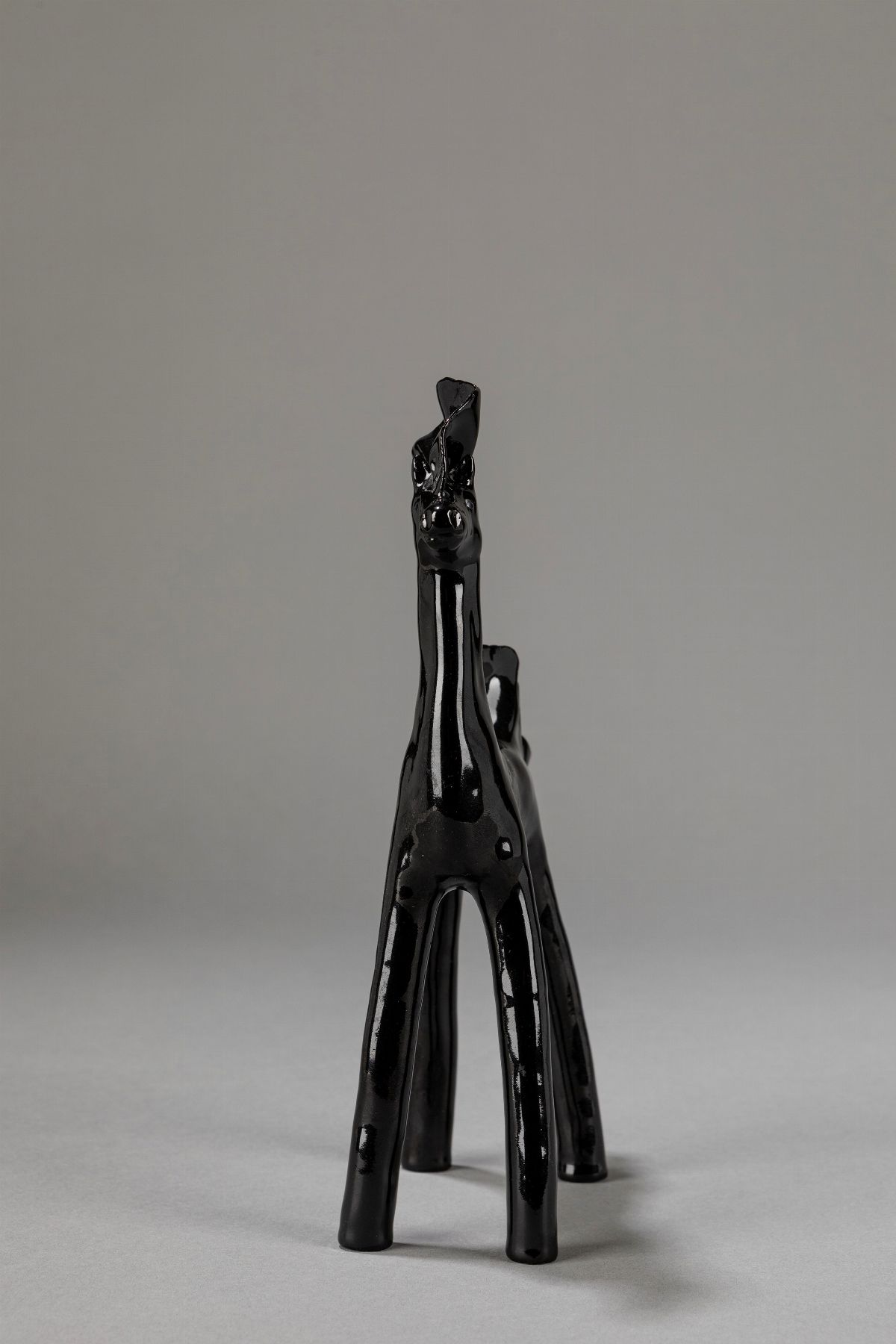 Fausto Melotti - Cavallino nero, ceramica smaltata nera