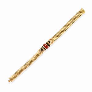 A 18k yellow gold, carnelian, onyx and diamon bracelet, Marina B