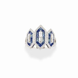 A 18k white gold, sapphire and diamond ring
