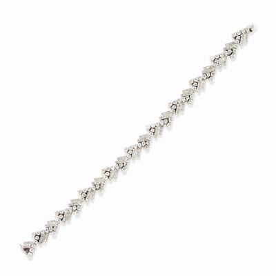 Bracciale in oro bianco 18k con diamanti taglio brillante e huit-huit, ct 6,50