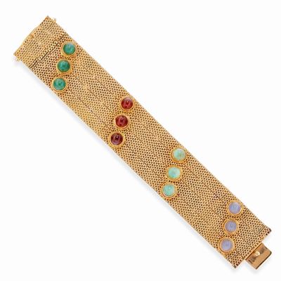 Bracciale in oro giallo 18k con inserti in pietre dure colorate