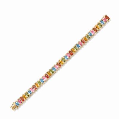 Bracciale in oro giallo 18k con zaffiri multicolori e diamanti