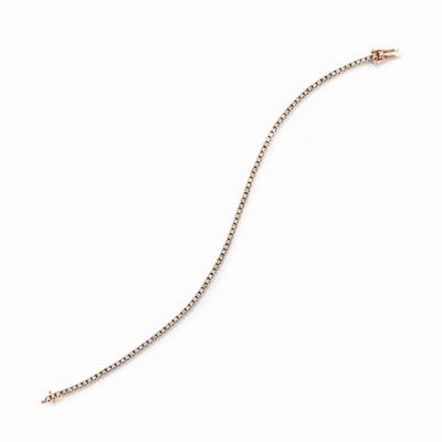 Bracciale tennis in oro giallo, rosa e brunito 18k con diamanti brown
