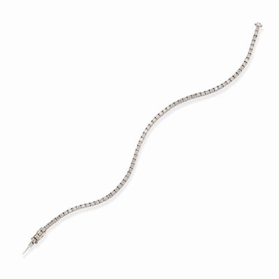 Bracciale tennis in oro bianco 18k con diamanti taglio brillante, ct 2,00 circa