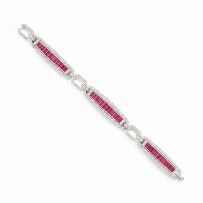 Bracciale in oro bianco 18k con rubini e diamanti