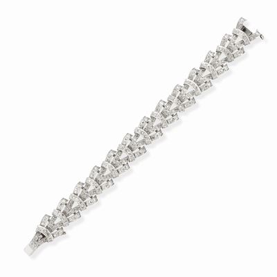 Bracciale in platino con diamanti taglio vecchio e huit-huit, circa 8,00 ct