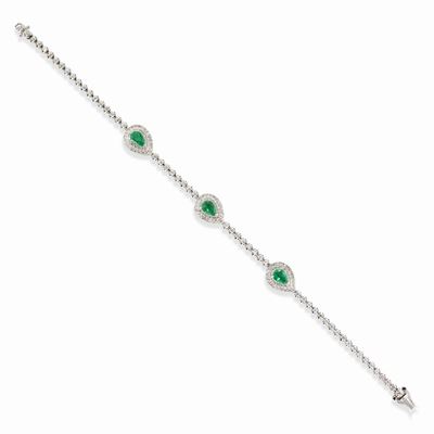 Bracciale in oro bianco 18k con smeraldi e diamanti