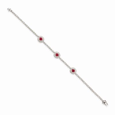 Bracciale in oro bianco 18k con rubini e diamanti